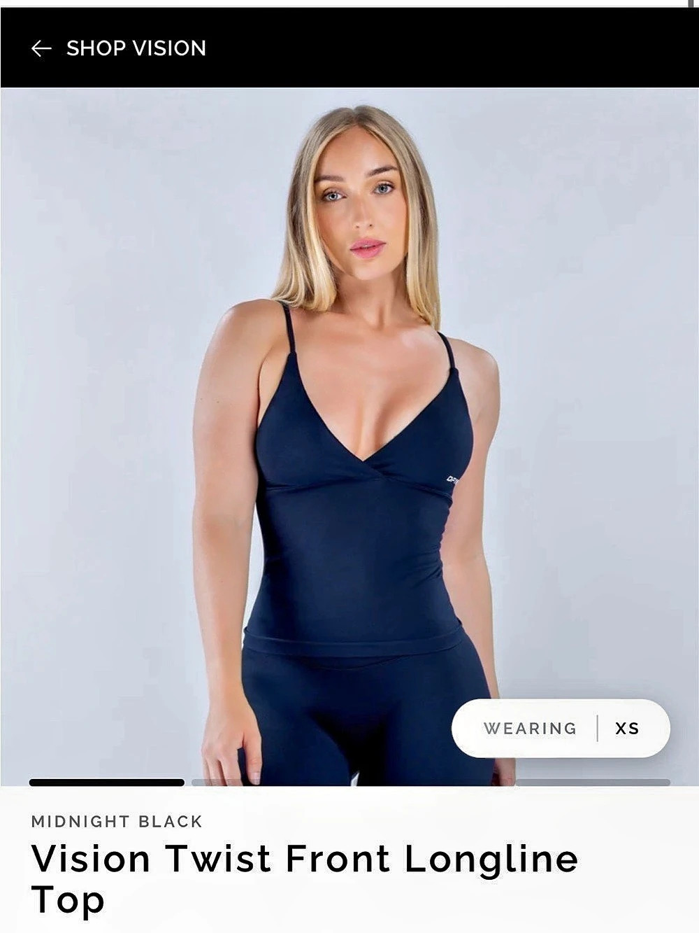 Gymshark Vision Twist Front Longline Top Longline Top in Black XS Like New